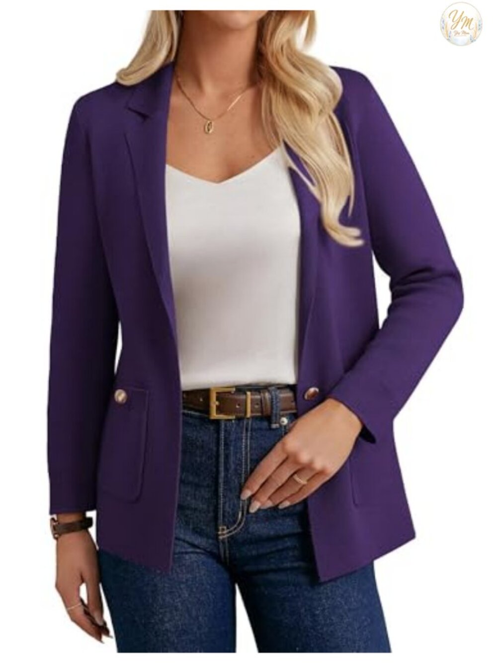 Women's Knit Sweater Blazer Business Casual Long Sleeve Open Front Cardigan